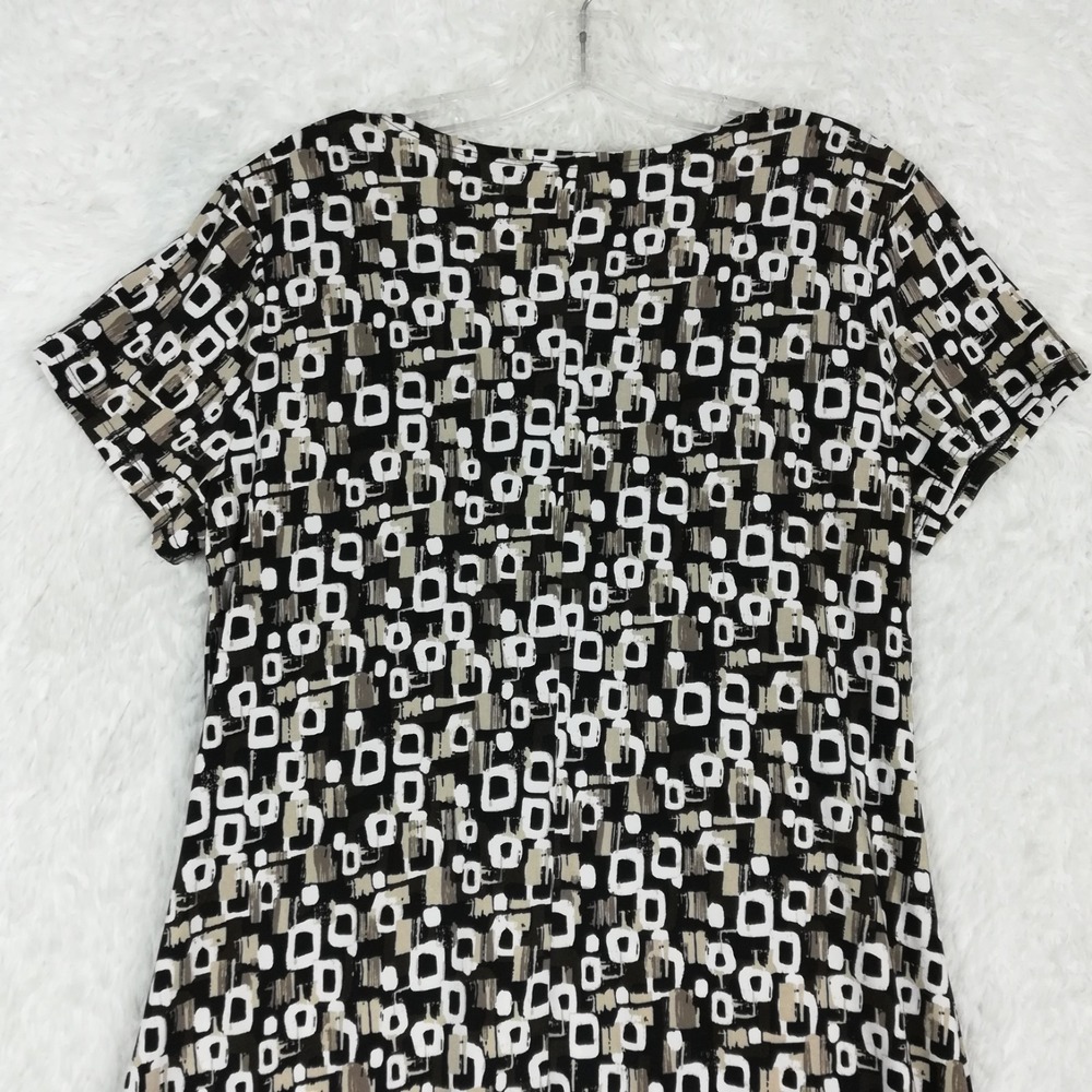 Notations Womens Dress Midi Geometric Print Black White Short Sleeve Keyhole M - Picture 11 of 11